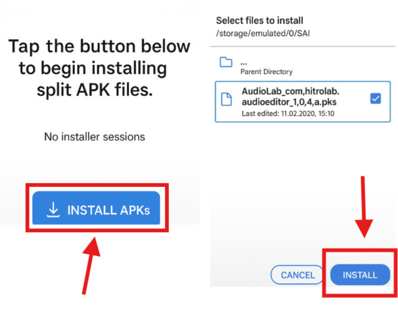 Buscar archivo APKs o XAPK en SAI