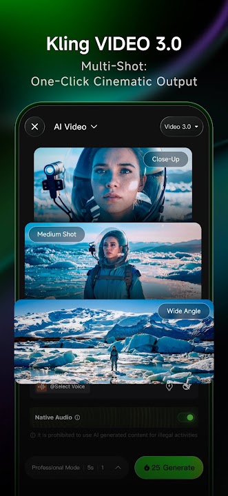 Baixar Kling AI APK v1.0.0 Grátis para Android Seleção de Proporções de Tela no Kling AI
